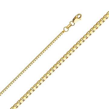 Massive 14 Karat 585 Gold Venezianer Box Kette Unisex Gelbgold -1.20 mm Breit - Verschiedene Längen (45) - 3