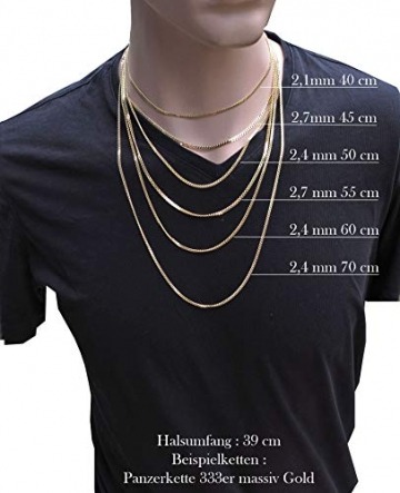 Massive edle Goldkette Panzerkette Halskette Collier Echt 333 Gold (45, 0,8 mm) - 5