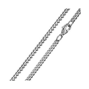 MATERIA 3mm Panzerkette Silber 925 diamantiert rhodiniert Halskette Herren Damen silber in 40-80 cm #K27, Länge Halskette:55 cm - 3