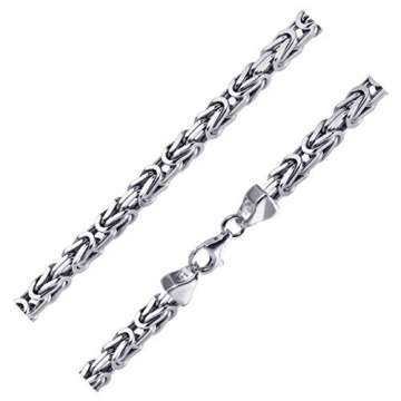 MATERIA 925 Silber Königskette Herren Halskette 5mm 4-fach diamantiert und rhodiniert in 45 50 55 60 70 80cm #K35, Länge Halskette:55 cm - 1