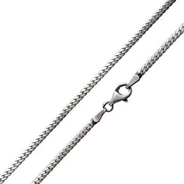 MATERIA 925 Silber Panzerkette Herren Damen - flache 50 cm Kette 2mm breit antik geschwärzt in Etui K16-50cm - 1