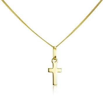 Materia Damen Kreuzkette klein aus 375 Gold - 9 Karat Goldkette mit Kreuz Anhänger 1,23g / 42cm in Etui gka-1 - 4