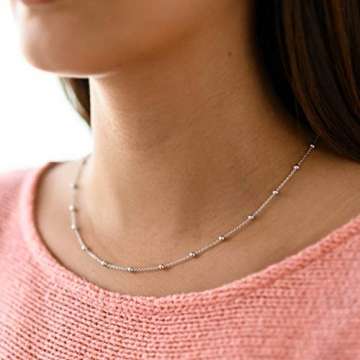 MATERIA Kugel Halskette Damen Silber 925 - Silberkette Kugelkette kurz für Frauen Mädchen in Box K103-40 cm - 2
