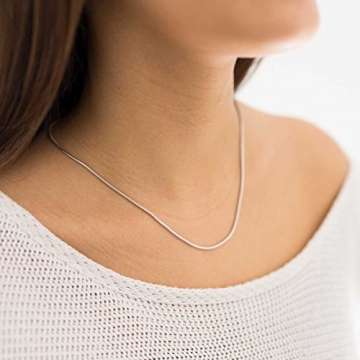MATERIA Schlangenkette silber 925 - Halskette Damen 1,0mm Silber Kette in 11 Längen 40-120 cm verfügbar #K33, Länge Halskette:50 cm - 4