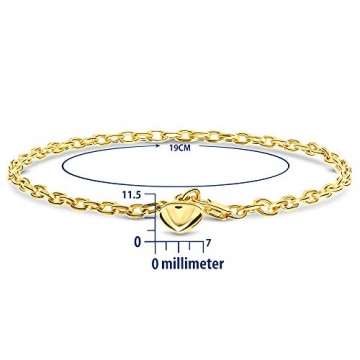 Miore Armband Damen Ankerkette mit Anhänger Herz Gelbgold 14 Karat / 585 Gold, Länge 19 cm Schmuck - 3