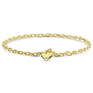 Miore Armband Damen Ankerkette mit Anhänger Herz Gelbgold 14 Karat / 585 Gold, Länge 19 cm Schmuck - 1