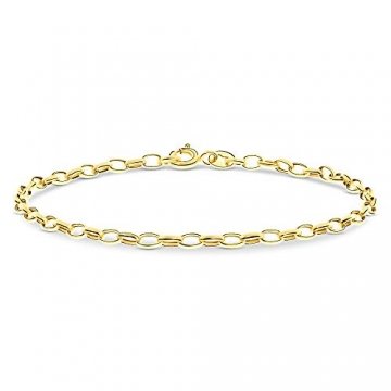Miore Armband Damen Panzerkette Weit Gelbgold 14 Karat / 585 Gold, Länge 19.5 cm Schmuck - 1