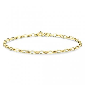 Miore Armband Damen Panzerkette Weit Gelbgold 14 Karat / 585 Gold, Länge 19.5 cm Schmuck - 1