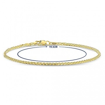 Miore Armband Damen Weizenkette Gelbgold 14 Karat / 585 Gold, Länge 19.5 cm Schmuck - 3