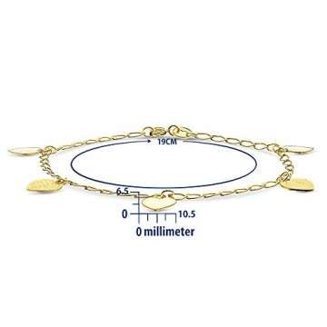 Miore Charm Armband Damen Panzerkette Weit mit Anhängern Herzen Gelbgold 14 Karat / 585 Gold, Länge 19 cm Schmuck - 3