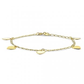 Miore Charm Armband Damen Panzerkette Weit mit Anhängern Herzen Gelbgold 14 Karat / 585 Gold, Länge 19 cm Schmuck - 1