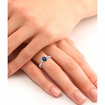 Miore Damen 1.00 ct Saphir Verlobungsring aus Weißgold 9KT (375) mit Diamant Brillanten 0.11 ct - 5