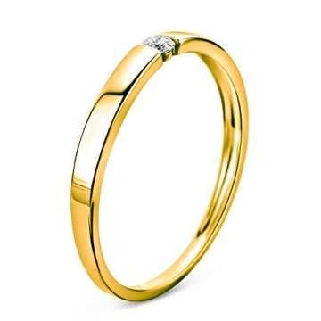 Miore Damen Gelbgold Diamant Solitär Verlobungsring 14KT (585) mit Brillant 0.05 ct (48 (15.3)) - 2