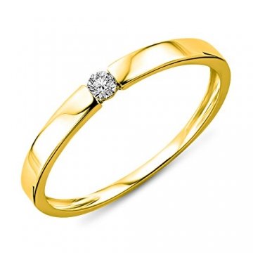 Miore Damen Gelbgold Diamant Solitär Verlobungsring 14KT (585) mit Brillant 0.05 ct (48 (15.3)) - 1