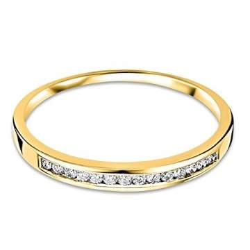 Miore Diamant Ring für Damen Ewigkeitsring aus 18 Karat/ 750 Gelbgold mit Diamanten Brillanten 0.10 Ct, Schmuck (52 (16.6)) - 2