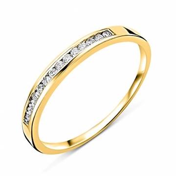 Miore Diamant Ring für Damen Ewigkeitsring aus 18 Karat/ 750 Gelbgold mit Diamanten Brillanten 0.10 Ct, Schmuck (52 (16.6)) - 1