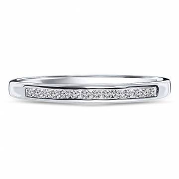 Miore Diamant Ring für Damen Ewigkeitsring aus 18 Karat/ 750 Weißgold mit Diamanten Brillanten 0.10 Ct, Schmuck (54 (17.2)) - 4