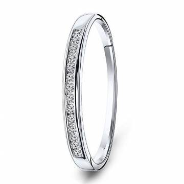 Miore Diamant Ring für Damen Ewigkeitsring aus 18 Karat/ 750 Weißgold mit Diamanten Brillanten 0.10 Ct, Schmuck (54 (17.2)) - 1
