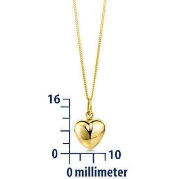 Miore Kette Damen Halskette mit Anhänger Herz aus Gelbgold 9 Karat / 375 Gold, Halsschmuck 45 cm lang - 3