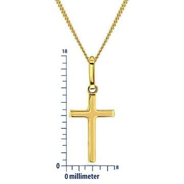 Miore Kette Damen Halskette mit Anhänger Kreuz aus Gelbgold 9 Karat / 375 Gold, Halsschmuck 45 cm - 4