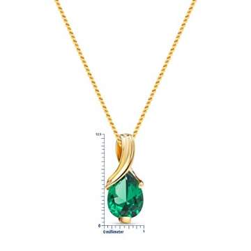 Miore Kette Damen Halskette mit tropfen Anhänger Edelstein/Geburtsstein Smaragd in grün Kette aus Gelbgold 9 Karat / 375 Gold, Halsschmuck 45 cm lang - 4