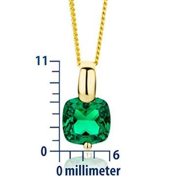 Miore Kette Damen Halskette mit viereckigen Anhänger Edelstein/Geburtsstein Smaragd in grün Kette aus Gelbgold 9 Karat / 375 Gold, Halsschmuck 45 cm lang - 3
