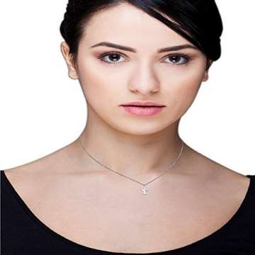 Miore Kette Damen Zarte Halskette mit Anhänger Schutzengel und Zirkonia Stein Kette aus 925 Sterling Silber, Halsschmuck 45 cm lang - 3