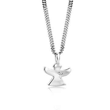 Miore Kette Damen Zarte Halskette mit Anhänger Schutzengel und Zirkonia Stein Kette aus 925 Sterling Silber, Halsschmuck 45 cm lang - 4