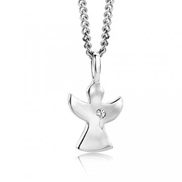 Miore Kette Damen Zarte Halskette mit Anhänger Schutzengel und Zirkonia Stein Kette aus 925 Sterling Silber, Halsschmuck 45 cm lang - 1