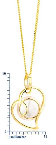 Miore Kette - Halskette Damen Kette Gelbgold 9 Karat / 375 Gold mit Herz Süßwasserperle 45 cm - 5