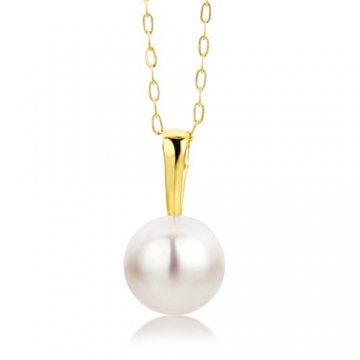 Miore Kette - Halskette Damen Kette Gelbgold 9 Karat / 375 Gold Süßwasserperle 45 cm - 1