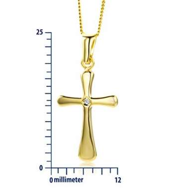 Miore Kette - Halskette Damen Kette mit Kreuz Gelbgold 9 Karat / 375 Gold Diamant Brilliant 45 cm - 6