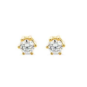 Miore Ohrringe Damen 0.50 Ct Solitär Diamant Ohrstecker aus Gelbgold 18 Karat / 750 Gold, Ohrschmuck mit Diamanten Brillanten - 2