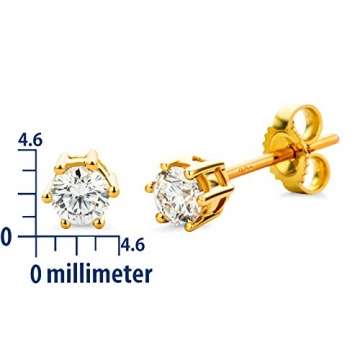 Miore Ohrringe Damen 0.50 Ct Solitär Diamant Ohrstecker aus Gelbgold 18 Karat / 750 Gold, Ohrschmuck mit Diamanten Brillanten - 4