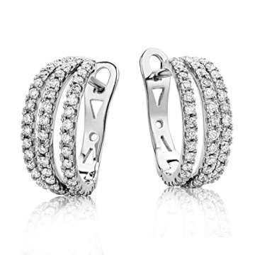 Miore Ohrringe Damen 0.6 Ct Diamant Creolen aus Weißgold 18 Karat / 750 Gold, Ohrschmuck mit Diamanten Brillianten - 1