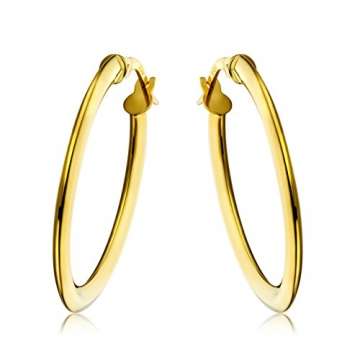 Miore Ohrringe Damen klassische Creolen aus Gelbgold 18 Karat/ 750 Gold, ovale Ohrschmuck 19.5 X 28.5 mm - 1