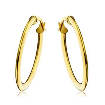 Miore Ohrringe Damen klassische Creolen aus Gelbgold 18 Karat/ 750 Gold, ovale Ohrschmuck 19.5 X 28.5 mm - 1