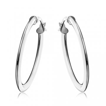 Miore Ohrringe Damen klassische Creolen aus Weißgold 18 Karat/ 750 Gold, ovale Ohrschmuck 19.5 X 28.5 mm - 1