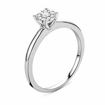 Miore Ring Damen Diamant Verlobungsring Weißgold 9 Karat / 375 Gold Diamanten Brillanten 0.10 Ct, Schmuck - 2