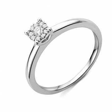 Miore Ring Damen Diamant Verlobungsring Weißgold 9 Karat / 375 Gold Diamanten Brillanten 0.10 Ct, Schmuck - 1
