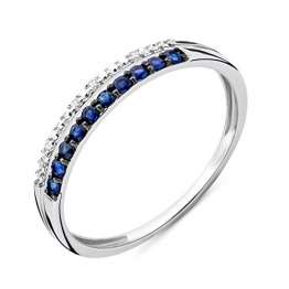 Miore Ring Damen doppelreihiger Diamant Ewigkeitsring Weißgold 9 Karat / 375 Gold mit Edelsteine blauer Saphir 0.19 Ct und Diamanten Brillanten, Schmuck - 1