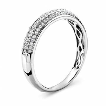 Miore Ring Damen mehrreihiger Diamant Pavé Ehering Weißgold 9 Karat / 375 Gold Diamanten Brillanten 0.23 Ct, Schmuck - 5