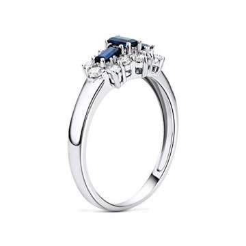 Miore Ring Damen Saphir und Diamant Verlobungsring Weißgold 9 Karat / 375 Gold mit blauer Saphir 0.62 Ct und Diamanten Brillanten 0.35 Ct, Schmuck - 3