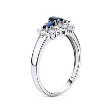 Miore Ring Damen Saphir und Diamant Verlobungsring Weißgold 9 Karat / 375 Gold mit blauer Saphir 0.62 Ct und Diamanten Brillanten 0.35 Ct, Schmuck - 2