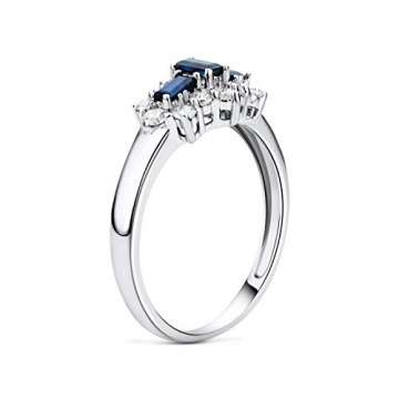 Miore Ring Damen Saphir und Diamant Verlobungsring Weißgold 9 Karat / 375 Gold mit blauer Saphir 0.62 Ct und Diamanten Brillanten 0.35 Ct, Schmuck - 2