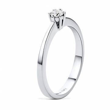 Miore Ring Damen Solitär Diamant Verlobungsring Weißgold 14 Karat / 585 Gold Diamant Brillant 0.13 Ct, Schmuck - 2