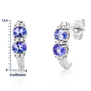 Miore Schmuck Damen 0.08 Ct Diamant Ohrstecker mit Edelstein Geburtssein Tansanit in blau Ohrringe aus Weißgold 9 Karat / 375 Gold - 5