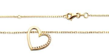 Miore Schmuck Damen 0.09 Ct Diamant Halskette mit Kettenanhänger Herz aus Diamanten Brillanten Kette aus Gelbgold 18 Karat / 750 Gold - 2