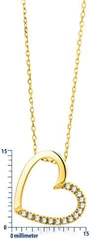Miore Schmuck Damen 0.09 Ct Diamant Halskette mit Kettenanhänger Herz aus Diamanten Brillanten Kette aus Gelbgold 18 Karat / 750 Gold - 5