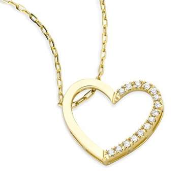 Miore Schmuck Damen 0.09 Ct Diamant Halskette mit Kettenanhänger Herz aus Diamanten Brillanten Kette aus Gelbgold 18 Karat / 750 Gold - 6